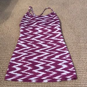 Purple and white athletic top